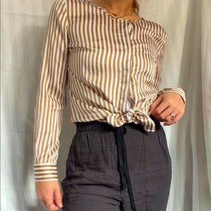 Silky striped button up